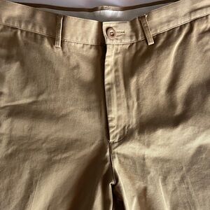 Lands End Mens 100% Cotton Twill Pants Tan Camel Traditional Fit 33/32